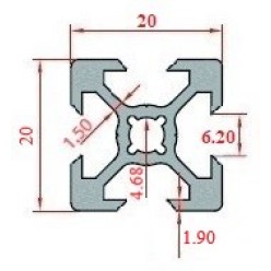 20x20 V Slot Siyah Sigma Profil (6 Kanal)